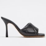 Replica Bottega Veneta Rubber Lido Sandals In Black Quilted Lambskin