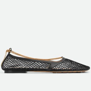 Replica Bottega Veneta Stretch Ballerina Flats In Black Mesh