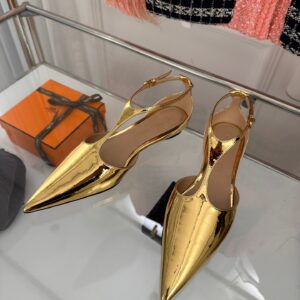 Replica Bottega Veneta Rocket T-Bar Ballerina Flats In Gold Patent Leather 2