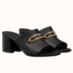 Replica Hermes Camilla Mules 60MM In Black Calfskin