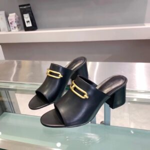 Replica Hermes Camilla Mules 60MM In Black Calfskin 2