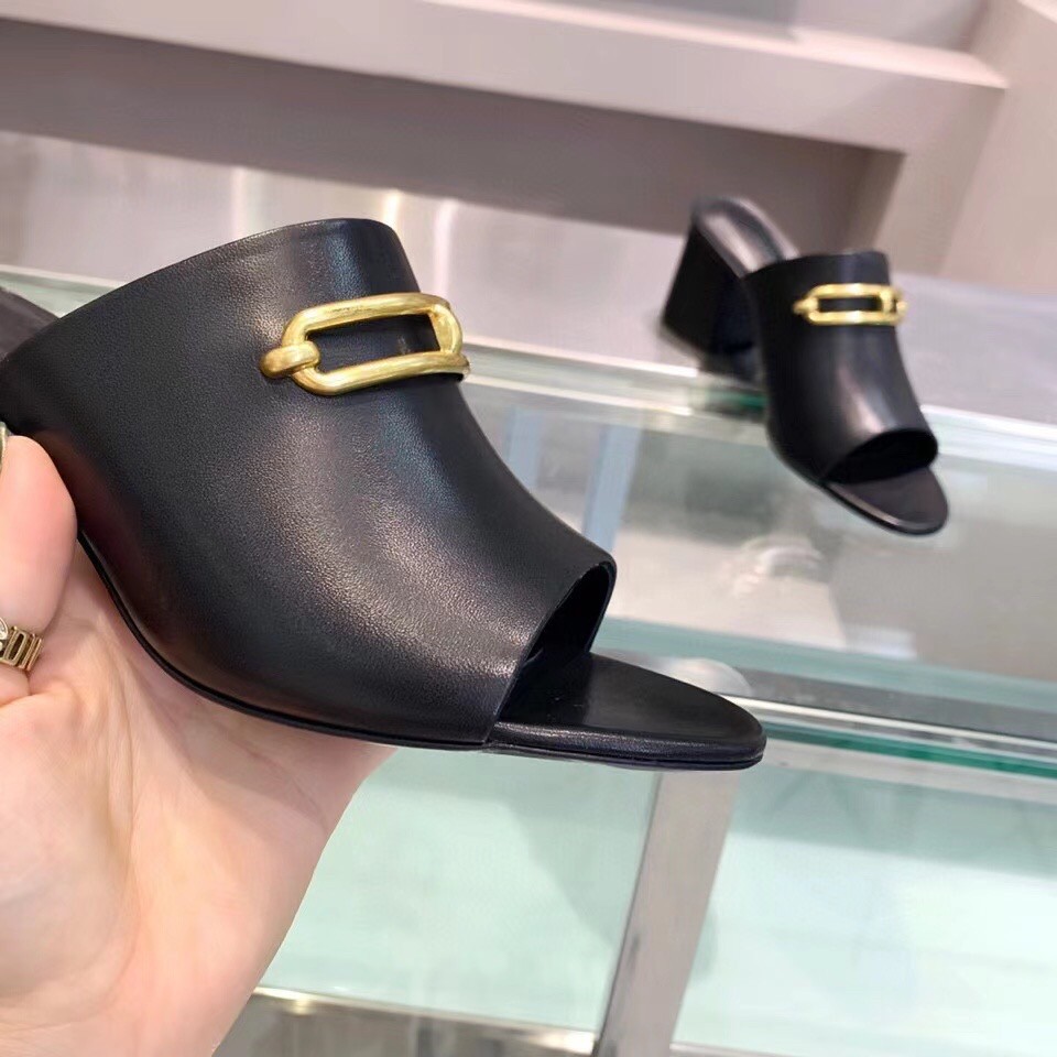 Replica Hermes Camilla Mules 60MM In Black Calfskin 110