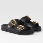 Replica Prada Women’s Strap Slides Sandals in Black Leather