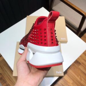 Replica Christian Louboutin Women’s Spike Sock Donna Sneakers Red 2