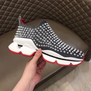 Replica Christian Louboutin Women’s Spiky Sock Donna Sneakers Grey 2