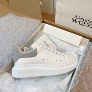 Replica Alexander McQueen Women’s Oversized Sneakers With Grey Suede Heel 2