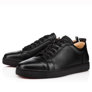 Replica Christian Louboutin Women’s Vieira Flat Sneakers In Black Leather