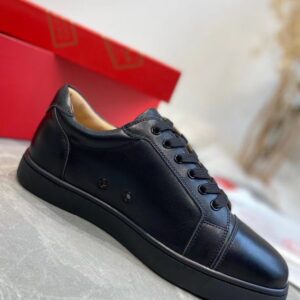 Replica Christian Louboutin Women’s Vieira Flat Sneakers In Black Leather 2