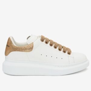 Replica Alexander McQueen Women’s Oversized Sneakers With Gold Glitter Heel