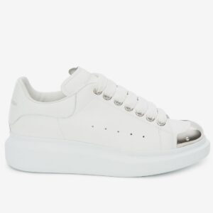 Replica Alexander McQueen Women’s White Oversized Sneakers With Metal Toe