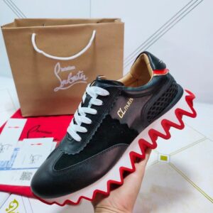 Replica Christian Louboutin Women’s Loubishark Sneakers In Black Leather 2