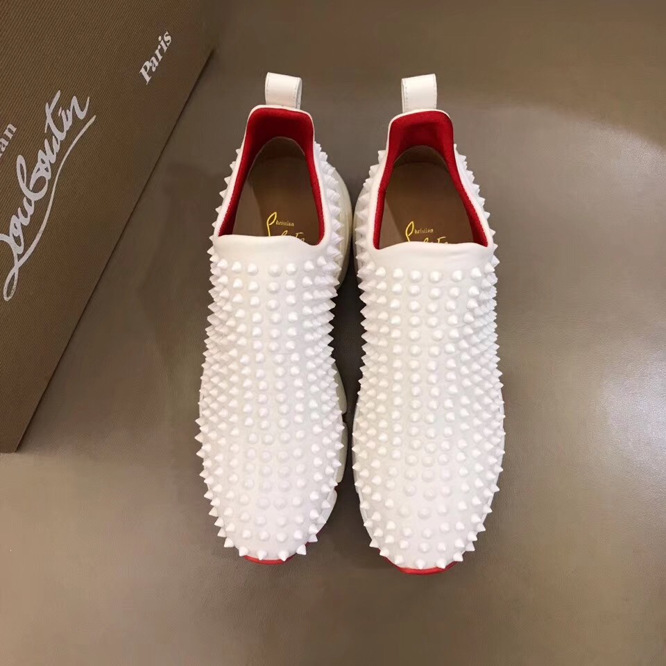 Replica Christian Louboutin Women’s Spike Sock Donna Sneakers White 108