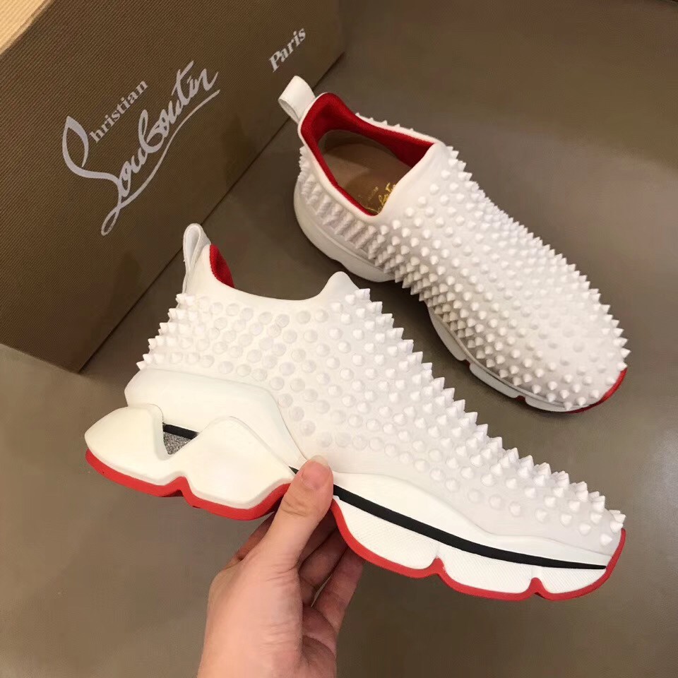 Replica Christian Louboutin Women’s Spike Sock Donna Sneakers White 109