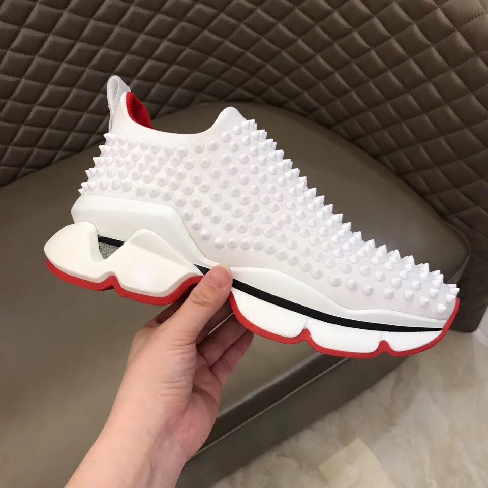 Replica Christian Louboutin Women’s Spike Sock Donna Sneakers White 111