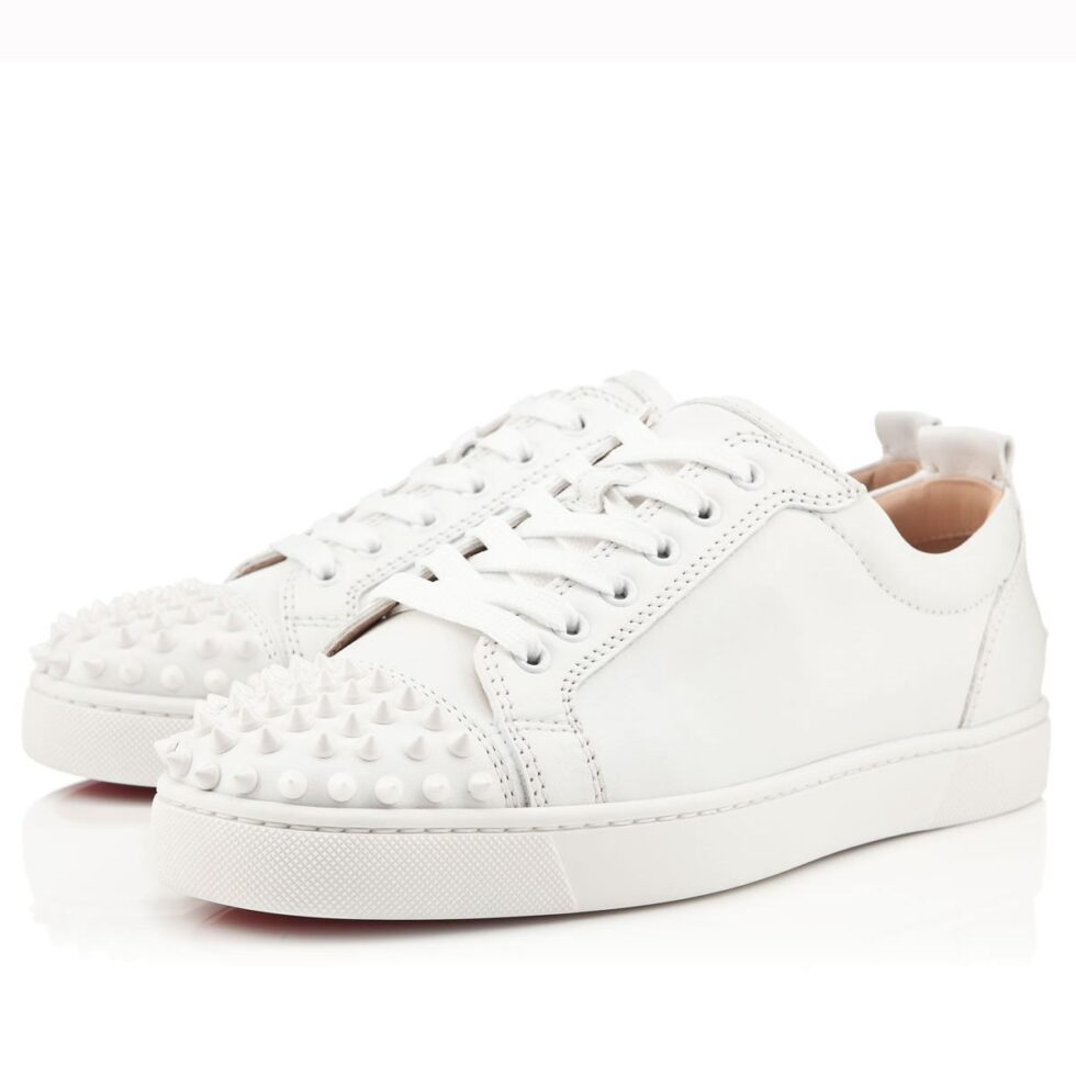 Replica Christian Louboutin Women’s Louis Junior Spikes Sneakers In White Leather 104