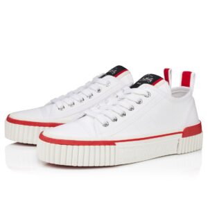 Replica Christian Louboutin Women’s Pedro Junior Sneakers In White Fabric