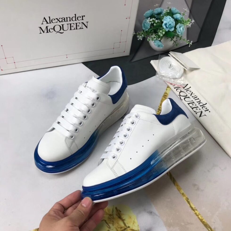 Replica Alexander McQueen Women’s Oversized Sneakers With Blue Transparent Sole 111