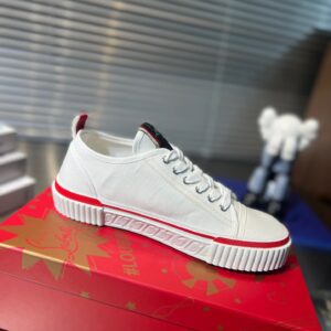 Replica Christian Louboutin Women’s Pedro Junior Sneakers In White Fabric 2