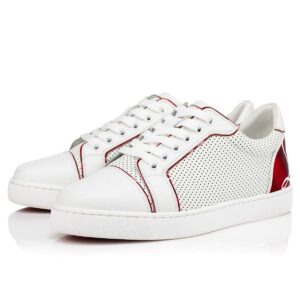 Replica Christian Louboutin Women’s Fun Vieira Flat Sneakers In White Calfskin