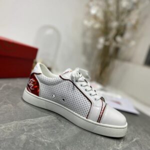 Replica Christian Louboutin Women’s Fun Vieira Flat Sneakers In White Calfskin 2