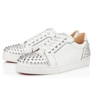 Replica Christian Louboutin Women’s Vieira 2 Flat Sneakers In White Calfskin