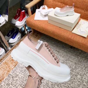 Replica Alexander McQueen Women’s Pink Tread Slick Lace Up Sneakers 2