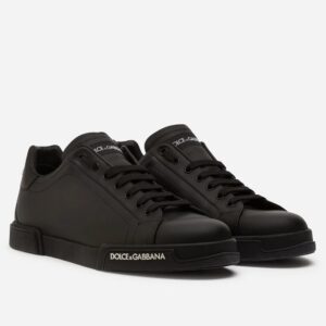 Replica Dolce & Gabbana Women’s Portofino Sneakers In Black Leather