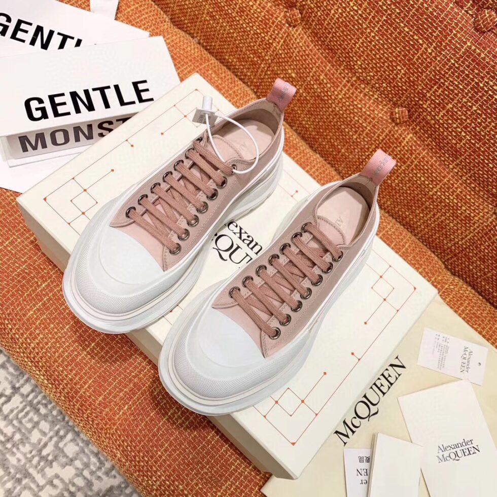 Replica Alexander McQueen Women’s Pink Tread Slick Lace Up Sneakers 110