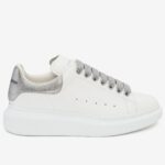 Replica Alexander McQueen Women’s Oversized Sneakers With Silver Glitter Heel