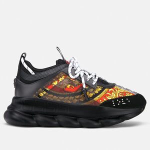 Replica Versace Women’s Black Chain Reaction Sneakers With Baroque Print 102