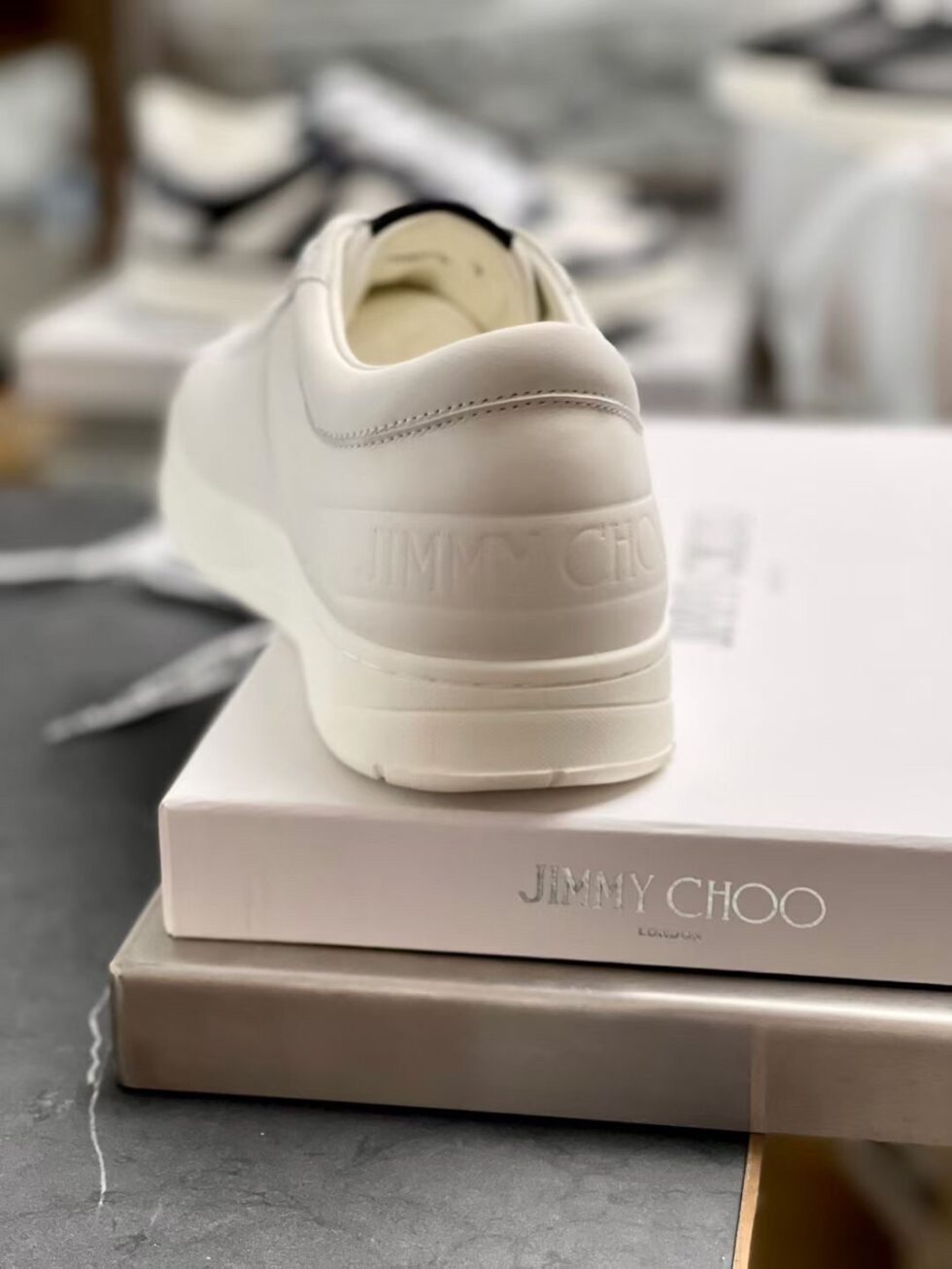 Replica Jimmy Choo Men’s Hawaii Sneakers In White Leather 105