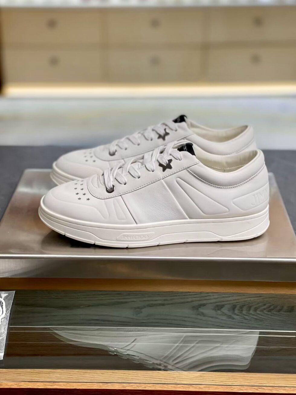 Replica Jimmy Choo Men’s Hawaii Sneakers In White Leather 106