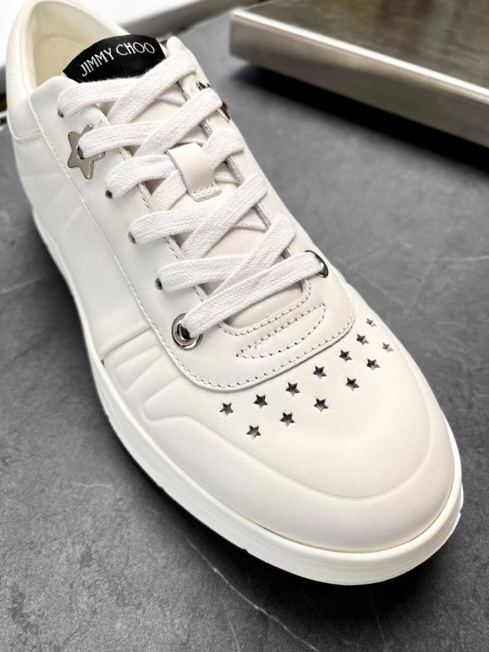 Replica Jimmy Choo Men’s Hawaii Sneakers In White Leather 110