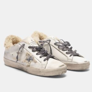 Replica Golden Goose Women’s Super-Star Shearling Sneakers with Leopard Laces