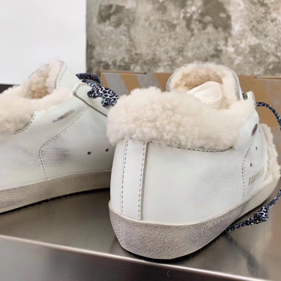 Replica Golden Goose Women’s Super-Star Shearling Sneakers with Leopard Laces 111