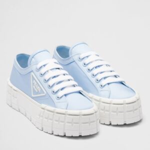 Replica Prada Double Wheel Sneakers In Blue Nylon Gabardine