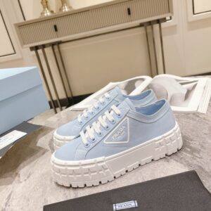 Replica Prada Double Wheel Sneakers In Blue Nylon Gabardine 2