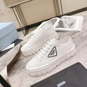 Replica Prada Double Wheel Sneakers In White Nylon Gabardine 2