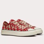 Replica Valentino Totaloop Sneakers in Red Toile Iconographe Fabric