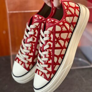 Replica Valentino Totaloop Sneakers in Red Toile Iconographe Fabric 2