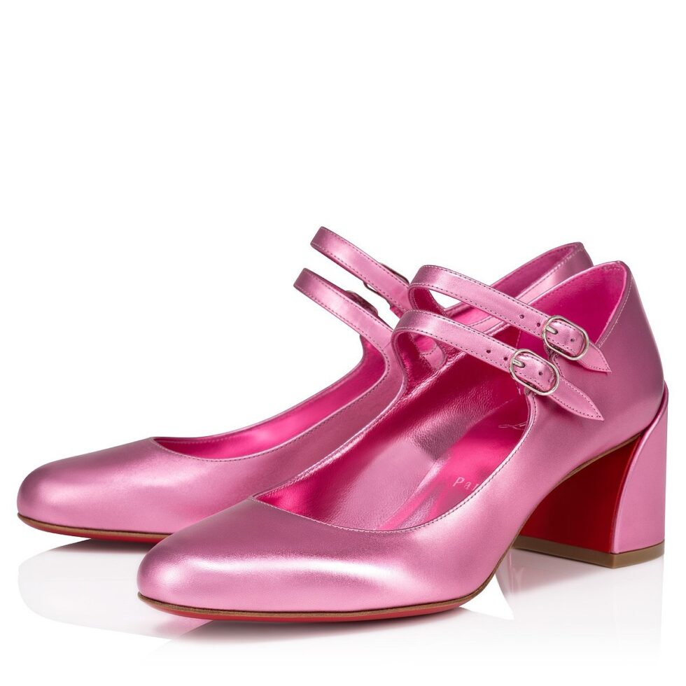 Replica Christian Louboutin Miss Jane Pumps 55mm In Pink Iridescent Leather 104