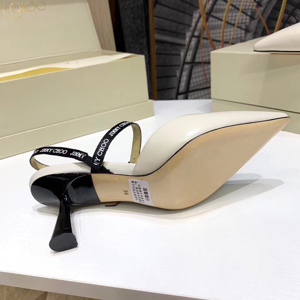 Replica Jimmy Choo Ray 65mm Slingback Pumps In White Leather 105