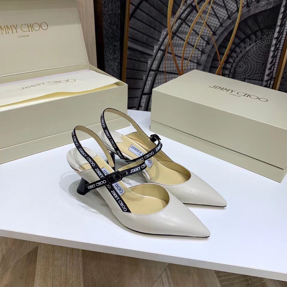 Replica Jimmy Choo Ray 65mm Slingback Pumps In White Leather 106