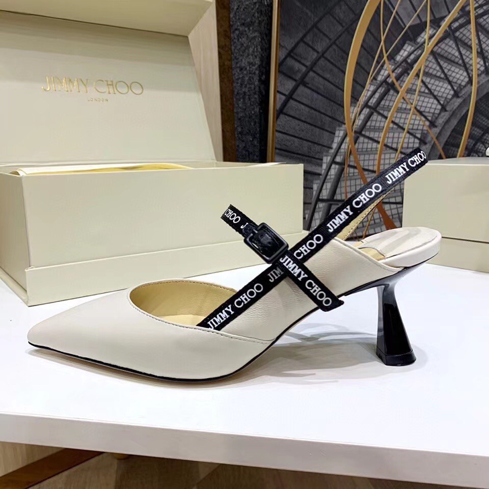 Replica Jimmy Choo Ray 65mm Slingback Pumps In White Leather 107