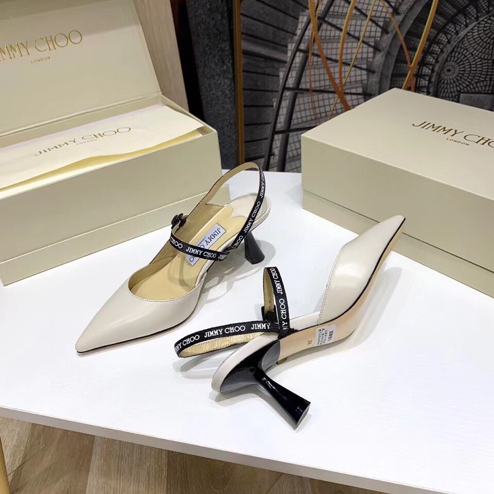 Replica Jimmy Choo Ray 65mm Slingback Pumps In White Leather 109