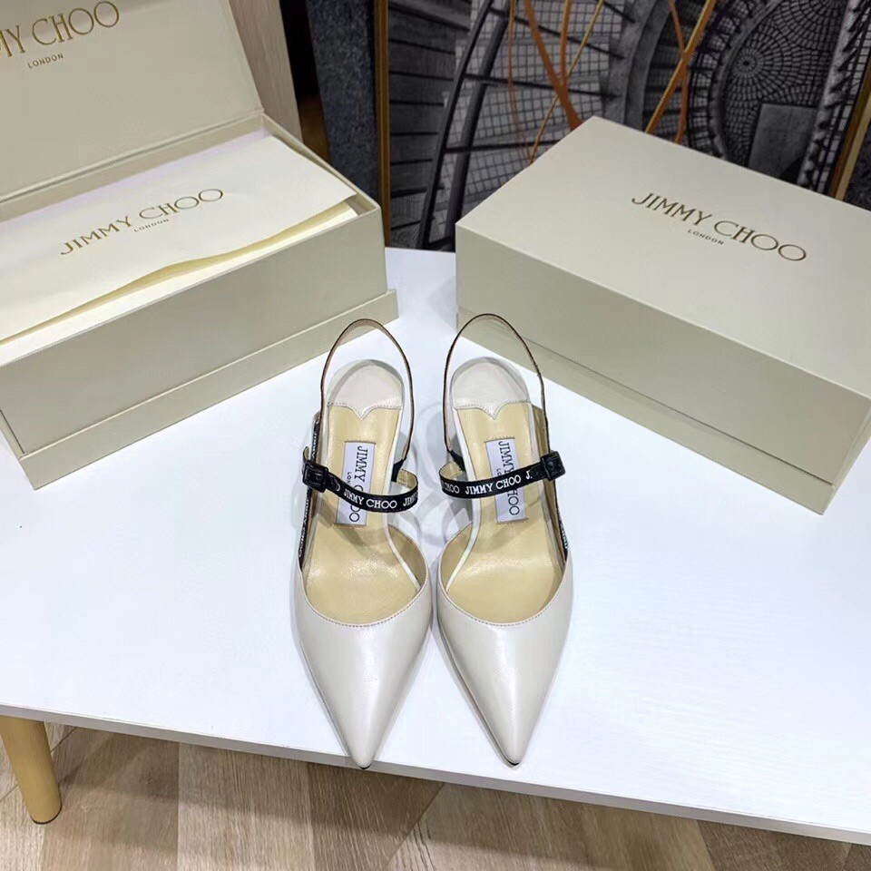 Replica Jimmy Choo Ray 65mm Slingback Pumps In White Leather 111