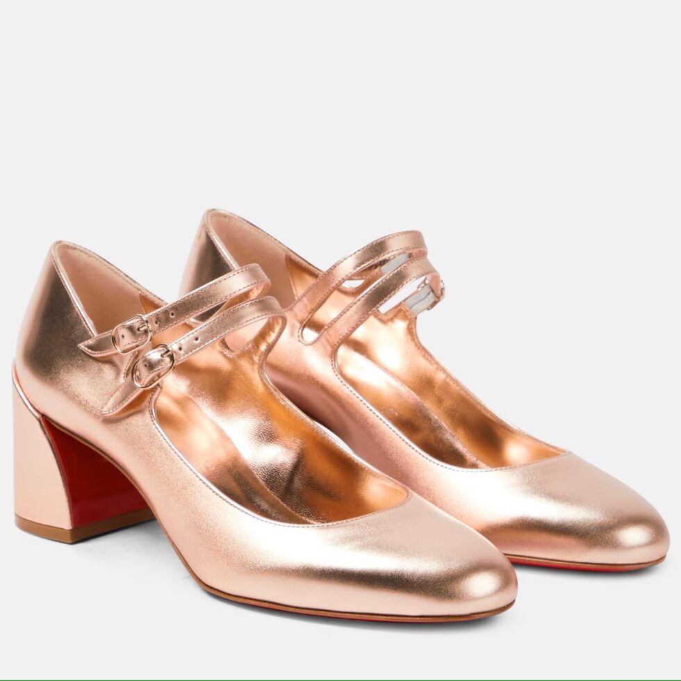 Replica Christian Louboutin Miss Jane Pumps 55mm In Gold Iridescent Leather 104