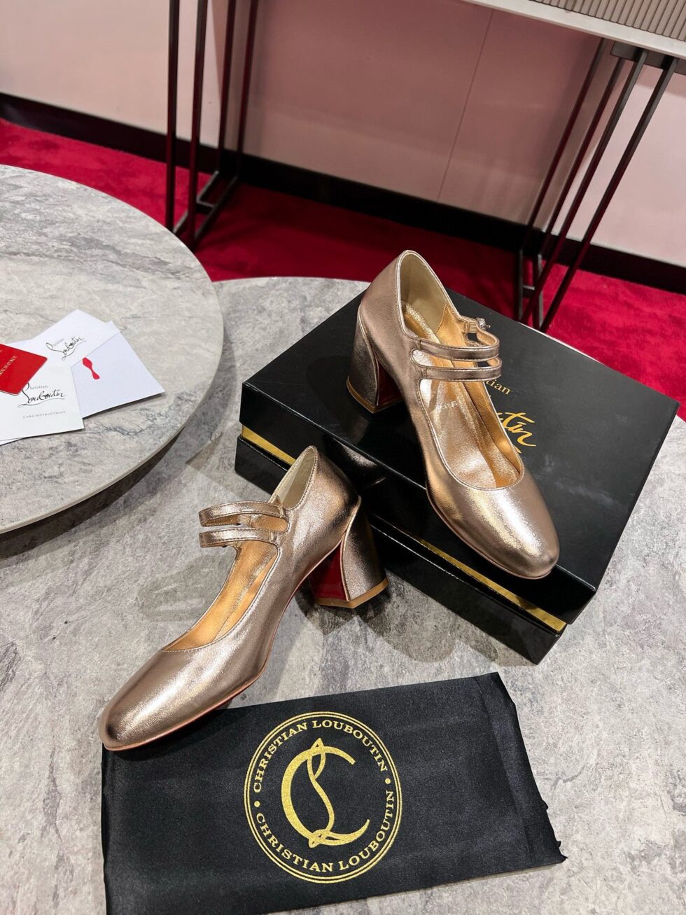 Replica Christian Louboutin Miss Jane Pumps 55mm In Gold Iridescent Leather 108