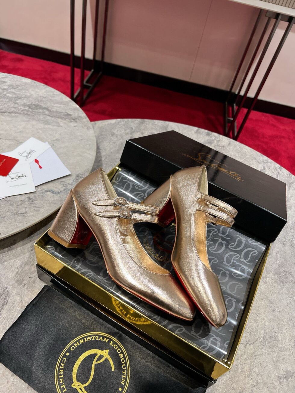 Replica Christian Louboutin Miss Jane Pumps 55mm In Gold Iridescent Leather 111