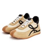 Replica Loewe Women’s Flow Runner Sneakers in Beige Nylon and Suede